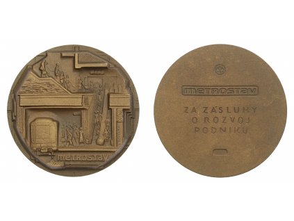 ČSSR, AE medaile Za zásluhy o rozvoj podniku - Metrostav, značeno výrobcem, 1981, průměr 60mm, stav 1/1