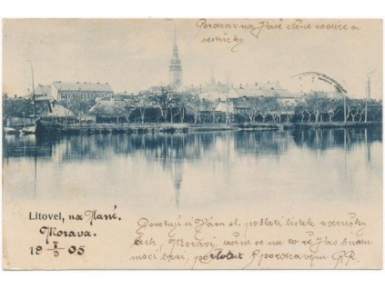 41 - Olomoucko, Litovel, pohled na město od řeky Moravy, cca 1905