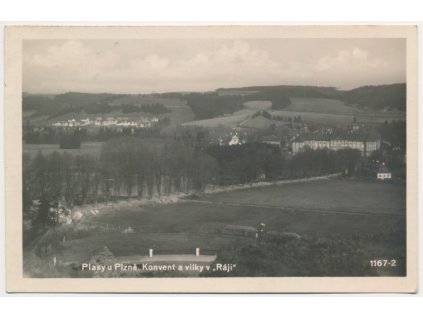 47 - Plzeňsko, Plasy, Konvent a vilky v "Ráji", cca 1938