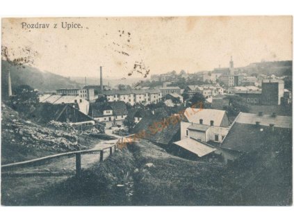 66 - Trutnovsko, Úpice, celkový pohled, nakl. J. Franz, cca 1912