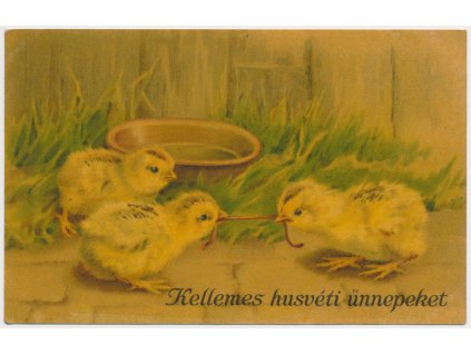 Veselé Velikonoce, 3 kuřátka, Kellemes husvéti ünnepeket, cca 1919