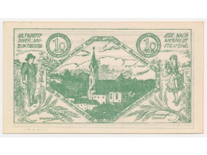 Rakousko, nouzová bankovka 10 h, Stelnakirchen, 1920, krásný stav UNC