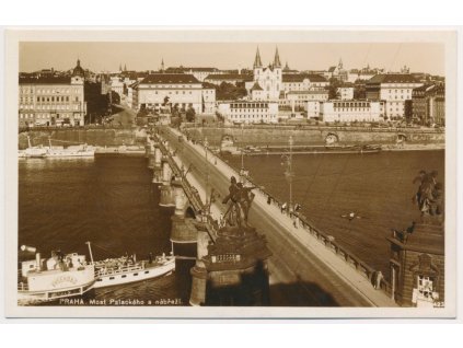 49 - Praha, most Palackého a nábřeží, cca 1940