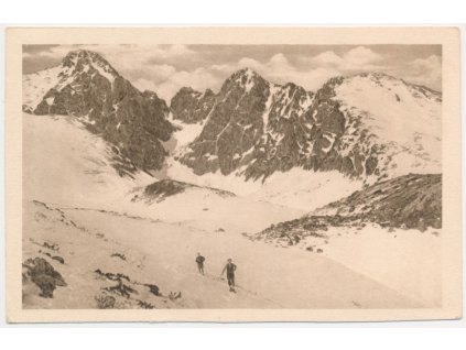 Slovensko, oživená partie z doliny Skalnatého Plesa, cca 1930