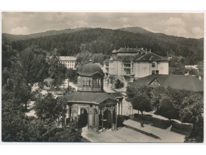 Slovensko, Bardejovské Kúpele, pohled na lázně, cca 1958