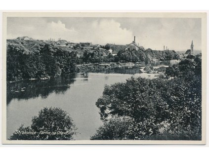 60 - Strakonice, partie na Otavě s pohledem na město, cca 1945