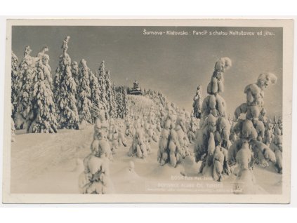 28 - Klatovsko, Šumava, Pancíř s Matušovou chatou od jihu, cca 1930