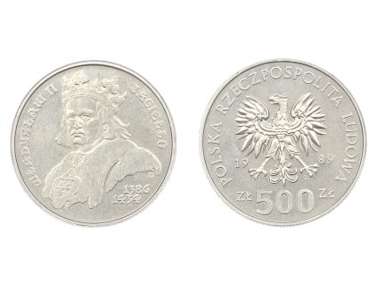 Polsko, mince 500 Zlotých, 1989, Władysław II Jagiełło, stav 1/1