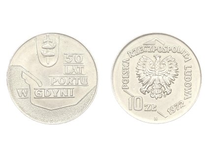 Polsko, mince 10 Zlotých, 1972, 50 Lat Portu W Gdyni, stav 1/1