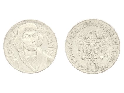 Polsko, mince 10 Zlotých, 1959, Mikołaj Kopernik, stav 1/1