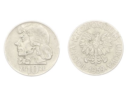 Polsko, mince 10 Zlotých, 1959, Tadeusz Kościuszko, stav 1/1
