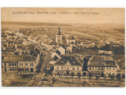 50 - Praha - východ, Kostelec nad Černými lesy, pohled z věže, 1922
