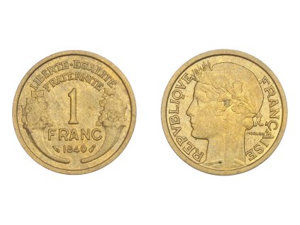 Francie, mince 1 Franc, 1940, stav 1/1...viz autentické foto
