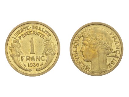 Francie, mince 1 Franc, 1939, stav 1/1...viz autentické foto