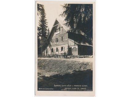48 - Prachaticko, Šumava, Chata u pramene Vltavy, cca 1928