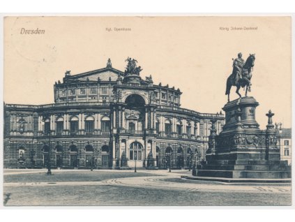 Německo, Dresden, Kgl. Opernhaus, König Johann-Denkmal, cca 1911