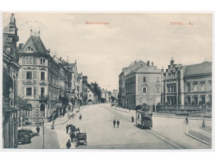 Německo, Žitava (Zittau), Bahnhofstrasse, cca 1908