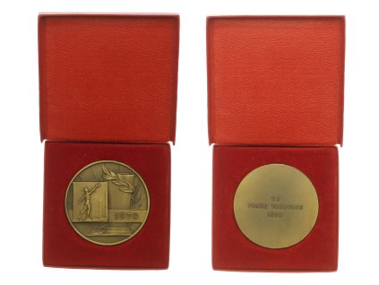 ČSSR, AE medaile TJ Praha Vršovice, průměr 60 mm, krabička (mírně poškozena), stav 1/1