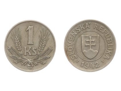 Slovenský štát, mince 1 Koruna, 1942, stav 1/1...viz autentické foto