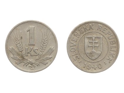 Slovenský štát, mince 1 Koruna, 1940, stav +1/1+...viz autentické foto