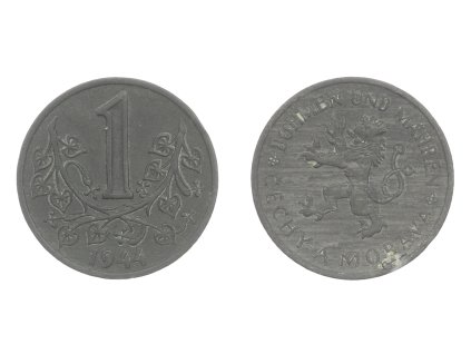 Protektorát Čechy a Morava, mince 1 Koruna, 1944, stav -0/0-...viz autentické foto