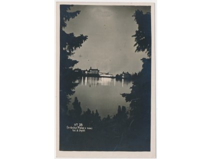 Slovensko, Štrbské Pleso v noci, foto A. Chytil, cca 1932