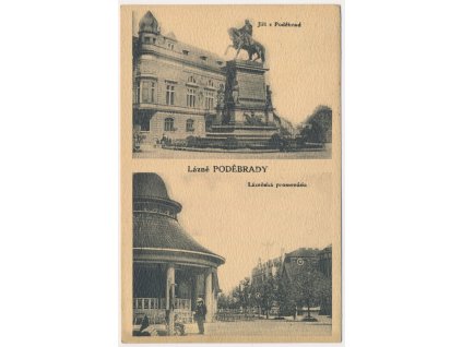 40 - Nymbursko, Poděbrady, 2 záběr, lázeňská promenáda, pomník, 1918