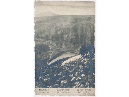 Polsko, Krkonoše, Malý Rybník se Sněžkou v povzdálí, cca 1920