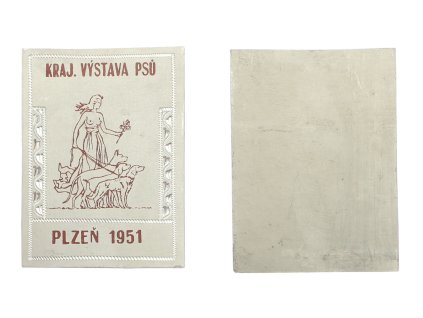 ČSSR, AE pamětní plaketa Krajská výstava psů, Plzeň 1951, rozměr 90x70 mm, stav 1/1