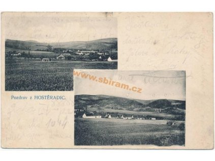 74 - Znojemsko, Hostěradice, 2 - záběr pohledů na obec, cca 1925