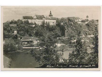 64 - Táborsko, Bechyně, pohled na zámek a okolí, foto Vaněk, cca 1939