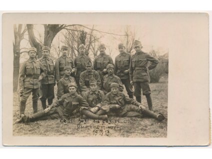 Skupinové foto vojáků pěšího pluku č.59, Guntramsdorf, 1918