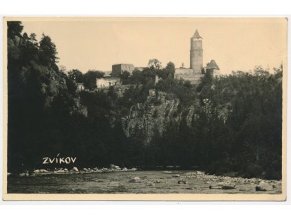 46 - Písecko, pohled na hrad Zvíkov od řeky, cca 1936