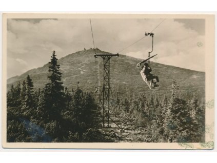 66 - Trutnovsko, Krkonoše, oživená lanovka na Sněžku, cca 1955