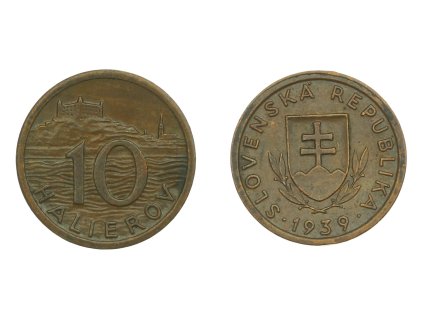 Slovenský štát, mince 10 h, 1939, stav +1/1+...viz autentické foto