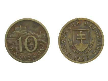 Slovenský štát, mince 10 h, 1939, stav +1/1+...viz autentické foto
