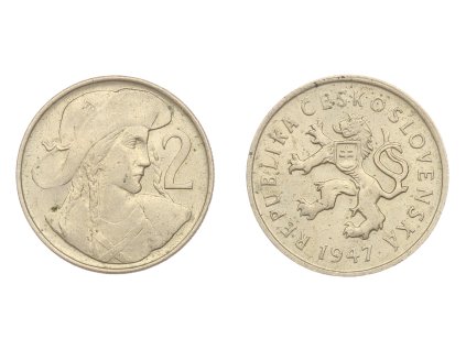 ČSR, mince 2 Koruna, 1947, stav 1/1...viz autentické foto