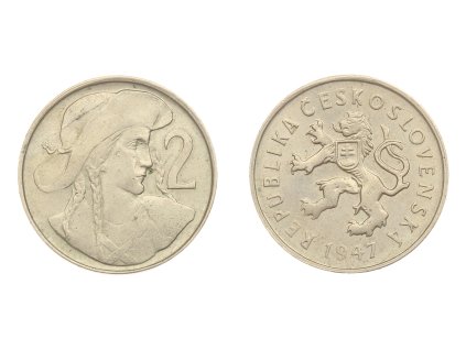 ČSR, mince 2 Koruna, 1947, stav 1/1...viz autentické foto