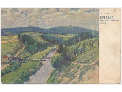 66 - Trutnovsko, Zvičina, pohled od Těšnovské přehrady, cca 1944