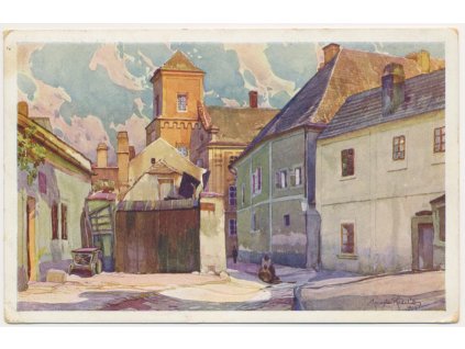 31 - Kutná Hora, Sionská ulička s býv. domem Sanktorinovským, cca 1918