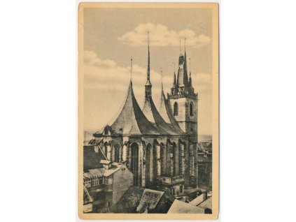 34 - Louny, pohled na Chrám sv. Mikuláše, cca 1954