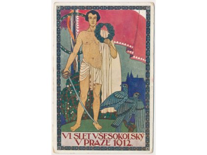Sokol, VI. slet všesokolský v Praze 1912, oficiální pohlednice