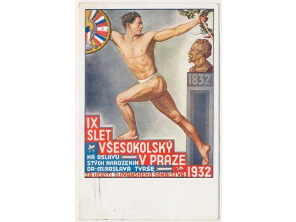 Sokol, IX. slet všesokolský v Praze 1932, malíř F. Hiršl
