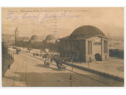 Německo, Hamburg, Elbtunnel, cca 1922