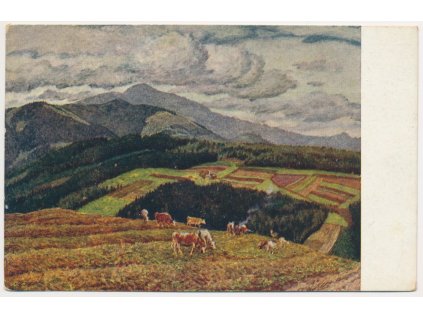 16 - Frýdeckomístecko, Lysá hora, krajina, krávy na pastvě..., cca 1941