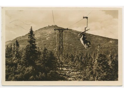 66 - Trutnovsko, Krkonoše, oživená lanovka na Sněžku, cca 1953
