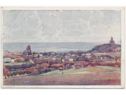 22 - Jičínsko, Sobotka, pohled na město a hrad Humprecht, cca 1921