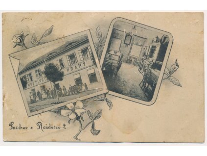 33 - Litoměřicko, Roudnice nad Labem, 2 záběrová koláž, Hostinec, cca 1909
