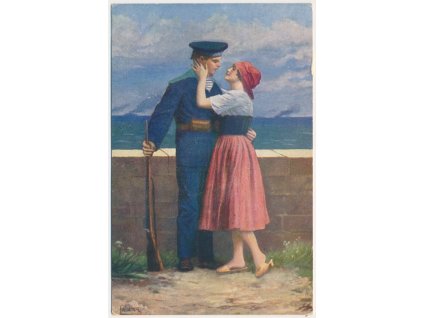 Milostná pohlednice, "Námořník se svojí milou", cca 1911