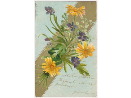 Námětová pohlednice, Květinová koláž, cca 1901